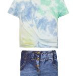 Σετ tie dye μπλούζα με τζην σορτς